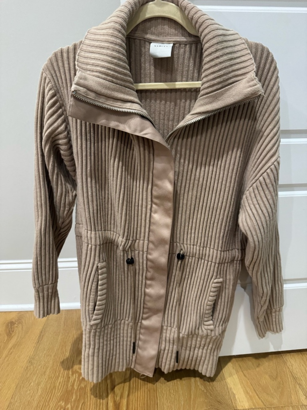 Varley Ribbed Zip-Front Utility Jacket in Taupe